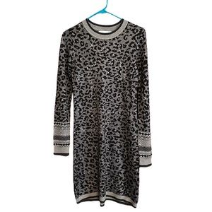 John + Jenn Women’s Leopard Gray Sweater Dress